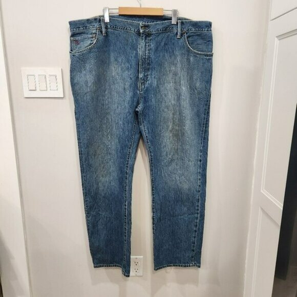Vintage Polo Ralph Lauren Jeans Mens 46x32 Blue Big Straight Leg *Mexico - Picture 1 of 16